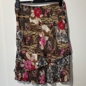 ✨Mandy Evans Vintage Asymmetrical Floral Women's Skirt in Pink and Brown